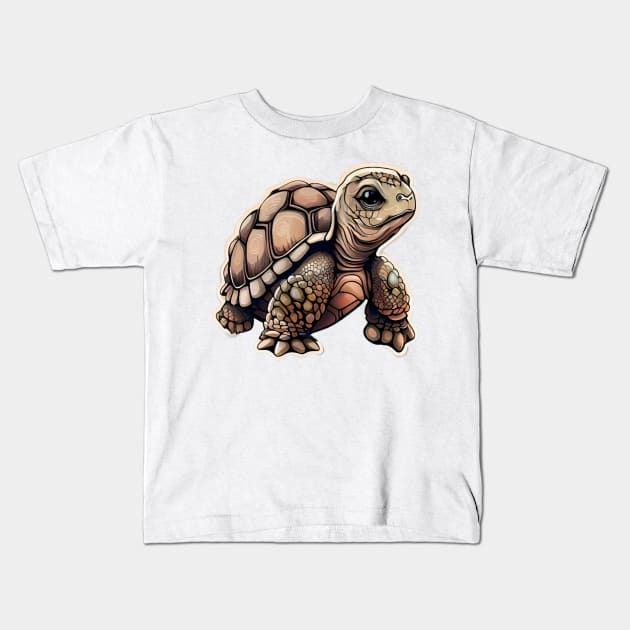 A BROWN TURTLE CUTE Kids T-Shirt by JequiPrint